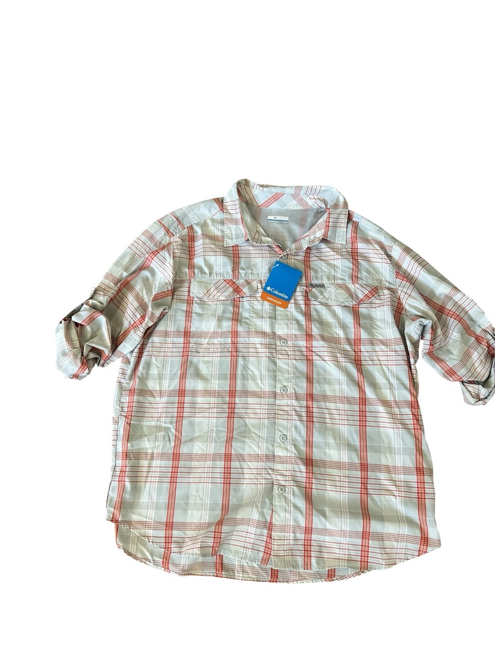 Columbia Men's Beige & Orange Plaid Button-Down Shirt